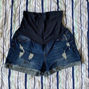 Maternity Jean Shorts with holes